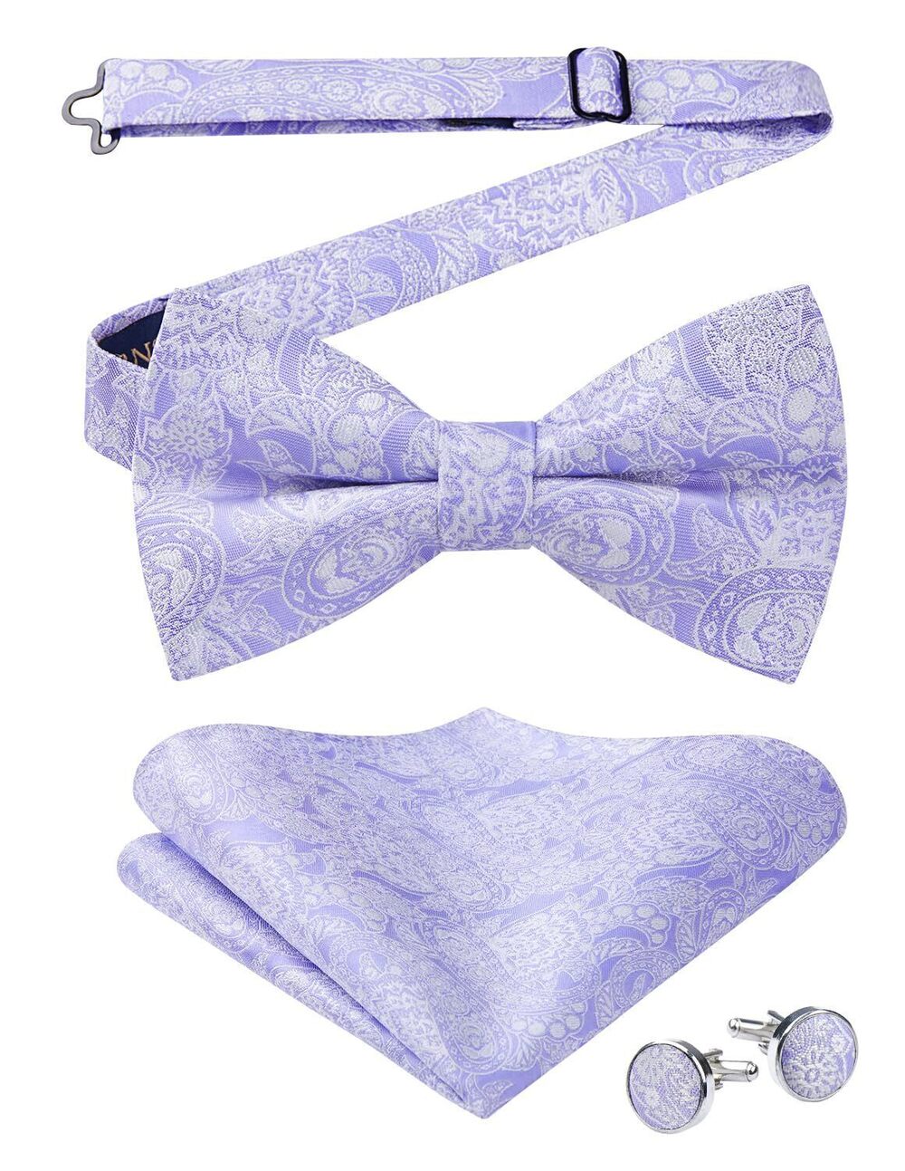 7917 Purple Bow Ties Lavender Paisley Bow Tie Silk Tuxedo Bowtie and Pocket